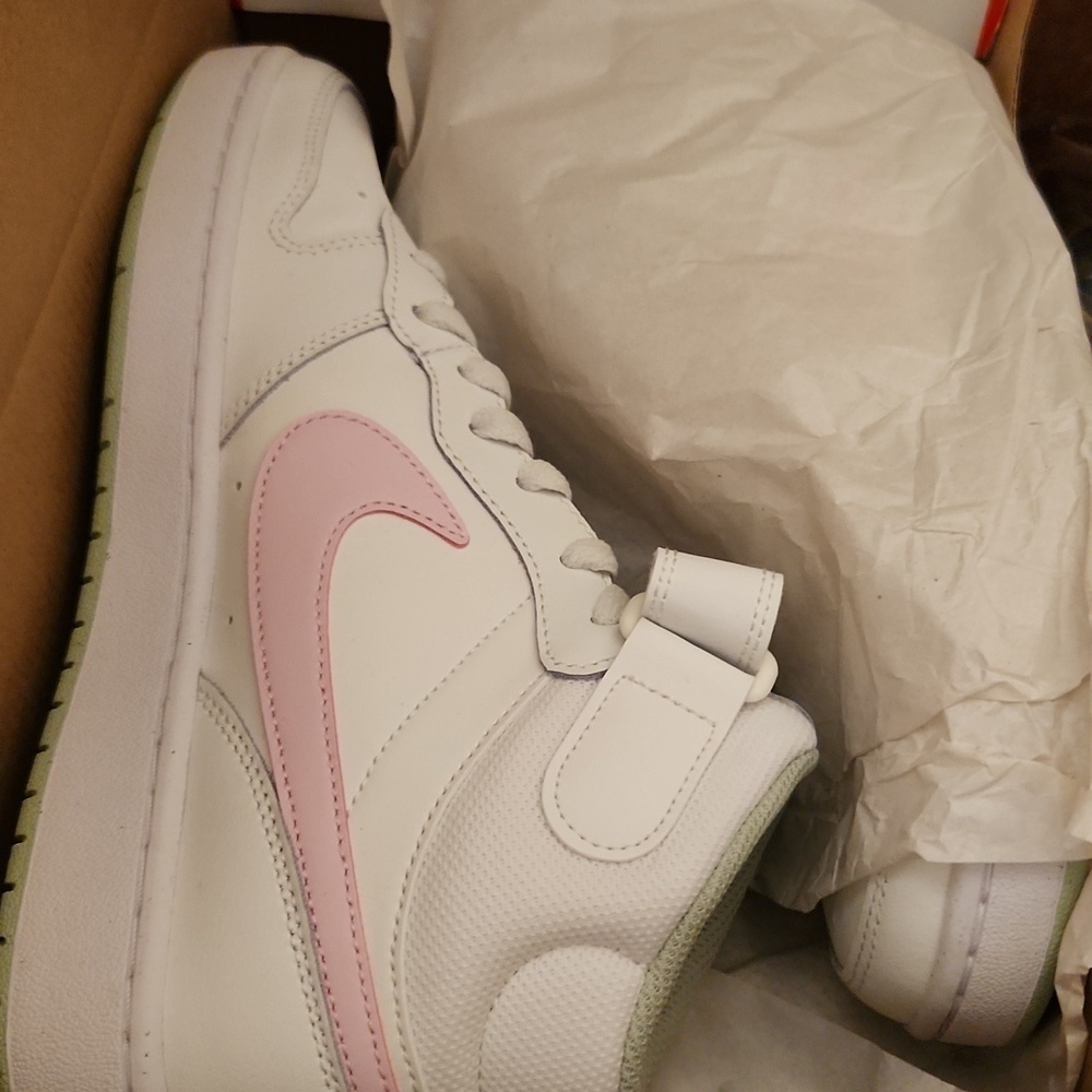 Nike Court Mid Size 7Y or 8.5 women pink white New